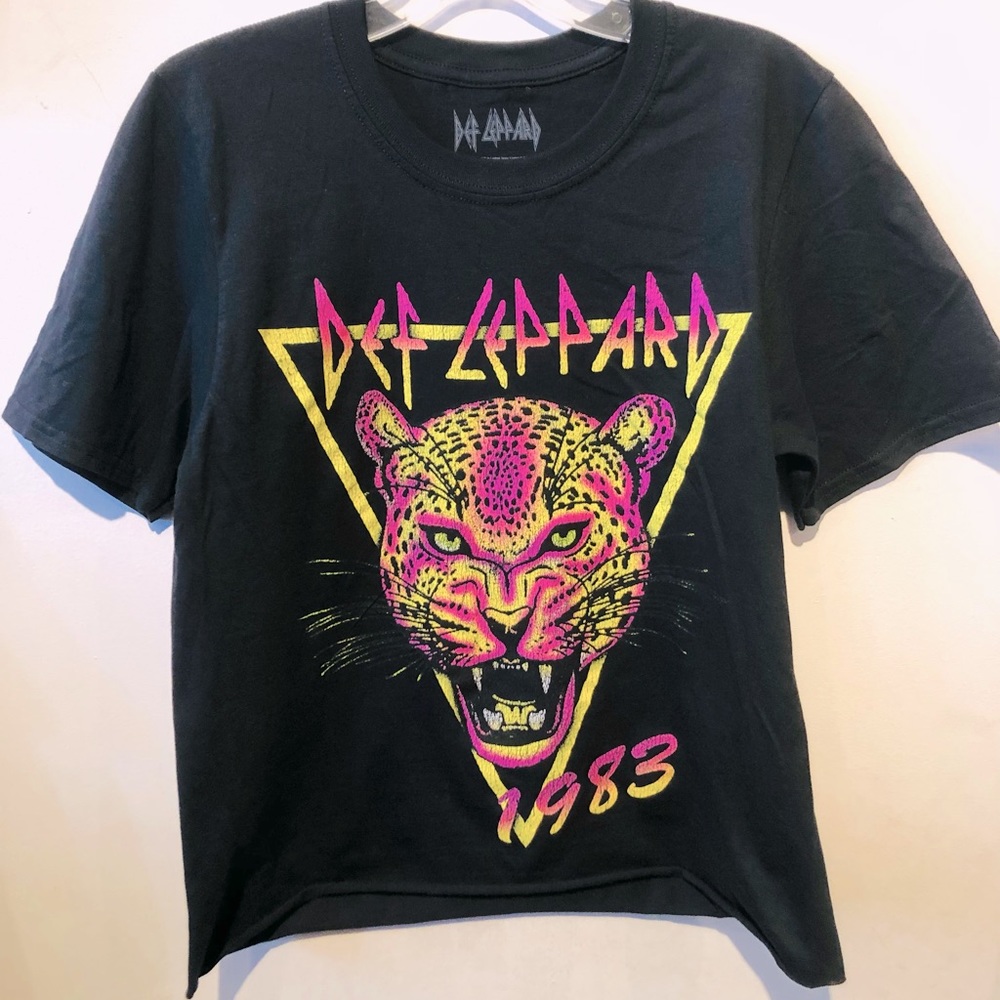 Def Leppard Pyromania Neon Crop Tee Shirt